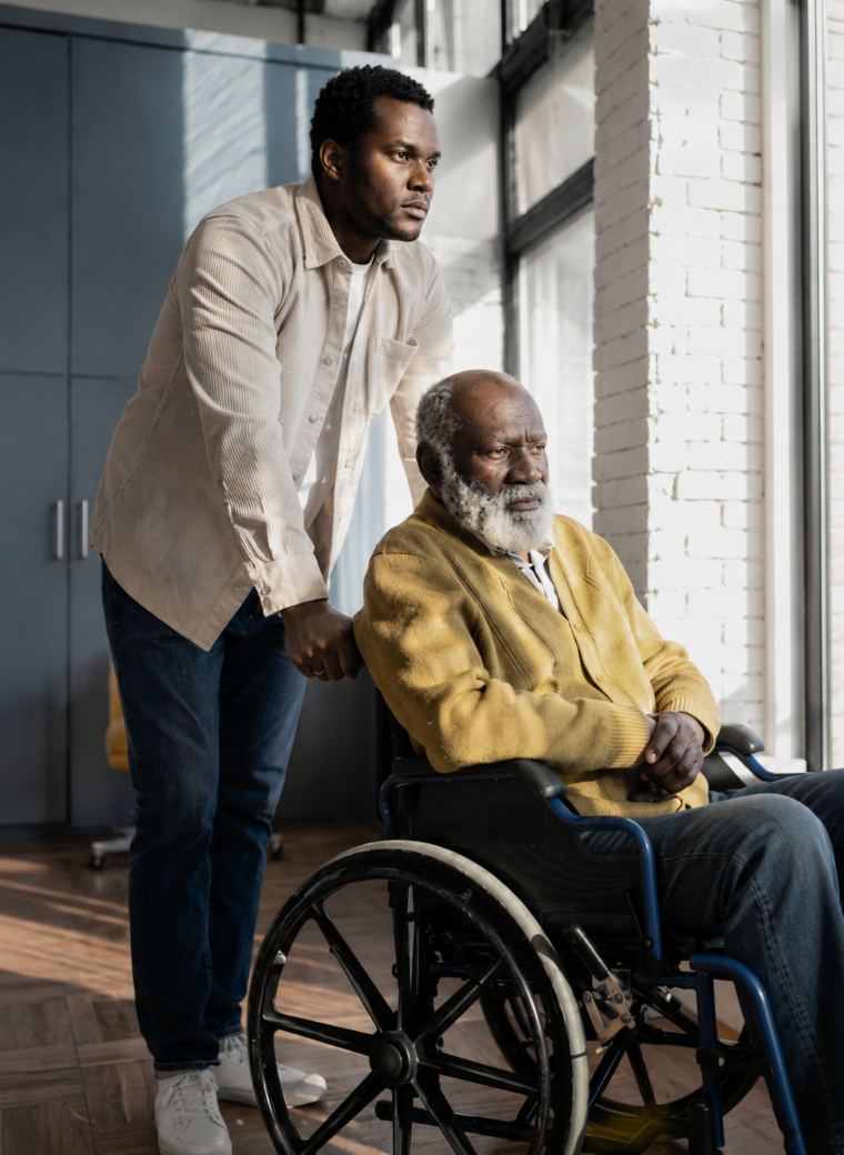 A caregiver spending quality time with an older adult
